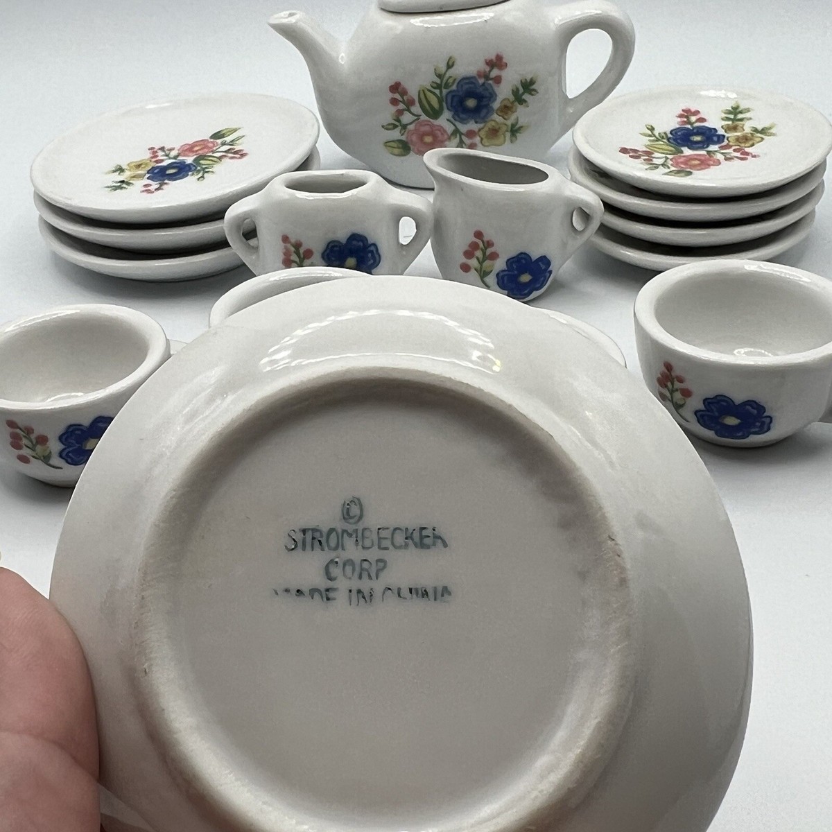 Vintage Strombecker Corp. Childs/Doll's Porcelain Tea set floral