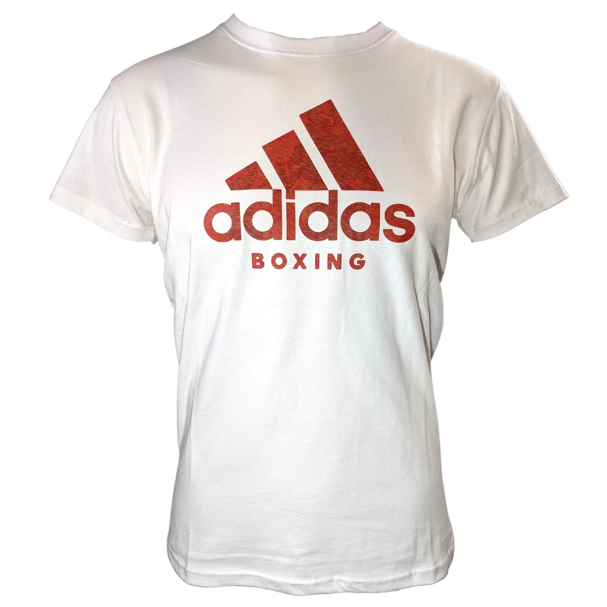 T SHIRT ADIDAS BOXING Maglietta Leggera Sport Tempo Libero Bianca Rossa Logo