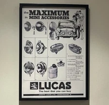 BMC Austin Morris Mini Cooper S 1967 Lucas Accessories Garage Wall Art Poster