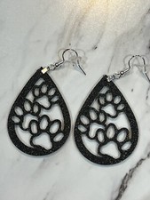 Tear Drop Paw Print Earrings