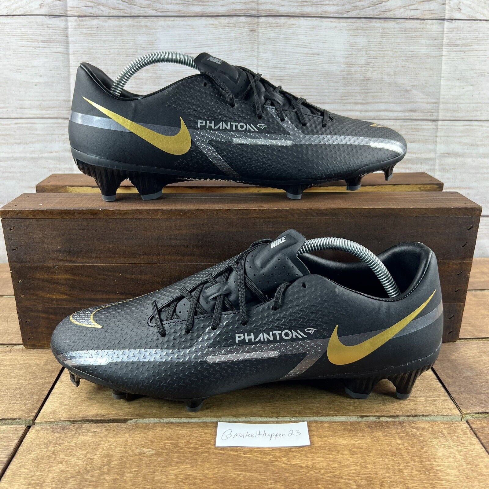 Nike Phantom GT2 Academy FG/MG Black Gold Soccer Cleats sz 11 for