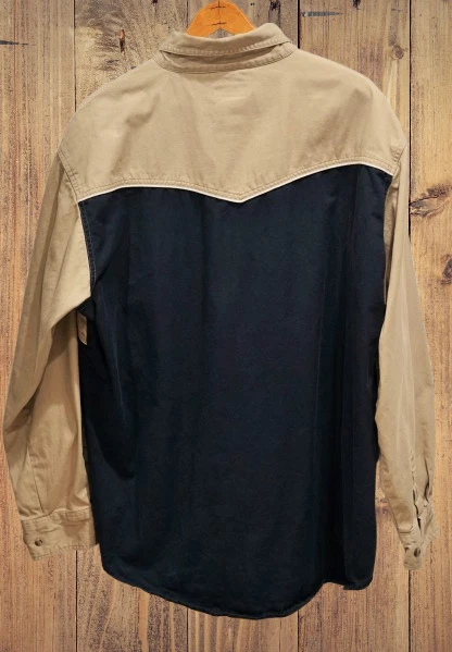 Винтажная мужская футболка Express Rider Aztec Southwestern ковбойская черная желтовато-коричневая на пуговицах размер XL - Изображение 4 из 4