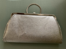 Vintage Silver Metallic Clutch Evening Bag Purse 9" x 5"