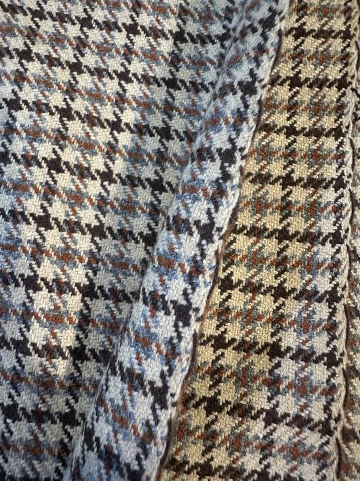 100% Wool Houndstooth Plaid Fabric 60" X 2 Yards +15"  Brown Tan Gray Rust Soft - Image 4 of 4