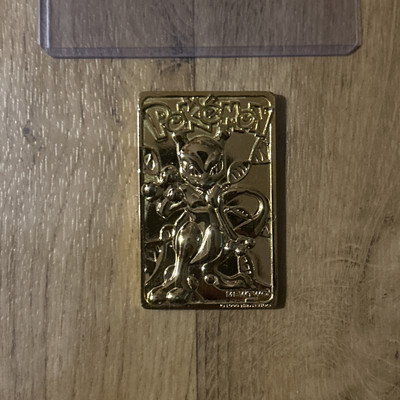 1999 gold mewtwo pokemon card value Gold Plated Mewtwo Card Pin –– Nostalgia Vault – Pinbadges LTD main image 1