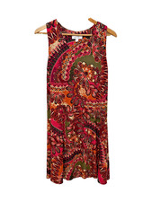 Womans Sleeveless Mini Dress Size 12 Festival Western Hippie Floral Artsy Beachy