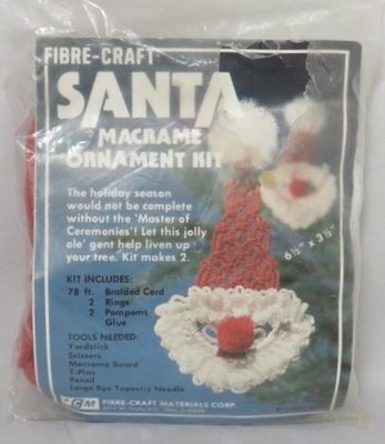 FCM Fibre-Craft Materials Christmas Kit ''SANTA'' makes (2) Ornaments #2579 (NEW)