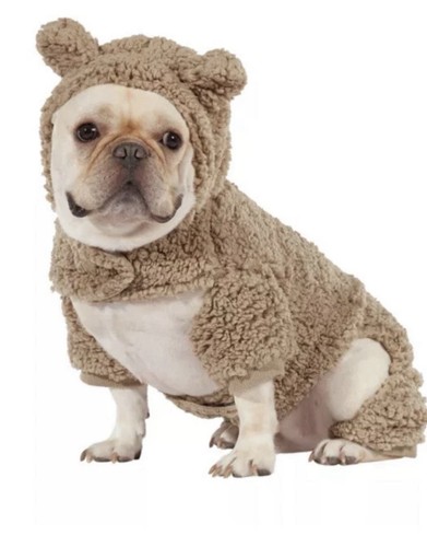 UGG® Medium Classic Sherpa Hooded Dog Pajama Jacket in Camel        A3