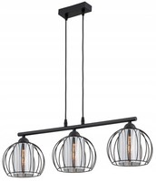 Pendelleuchte Esstisch 3-Flammig Glas Schwarz E27 L:70 Cm HäNgelampe Esszimmer