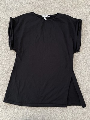 Apiece Apart Top Women s XL Black Asymmetric Tunic Top Tee Cuffed Sleeve