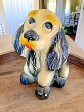 Vintage Carnival Chalkware Mid-Century Cocker Spaniel Dog Coin Bank – 1940s