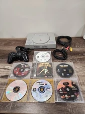 Sony PS1 Console SCPH-7501 Bundle Controller All Tested W/ Cords 7 Games
