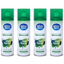 4 Pack White Rain Aerosol Hairspray Unscented Extra Hold 7.0Oz Each