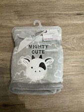 NEW parent  s choice Plush baby blanket. 30 by 40 inches. Gray cow