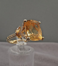 JTV Gold Overlay Sterling Silver Citrine White Topaz Ring NIB Size 7