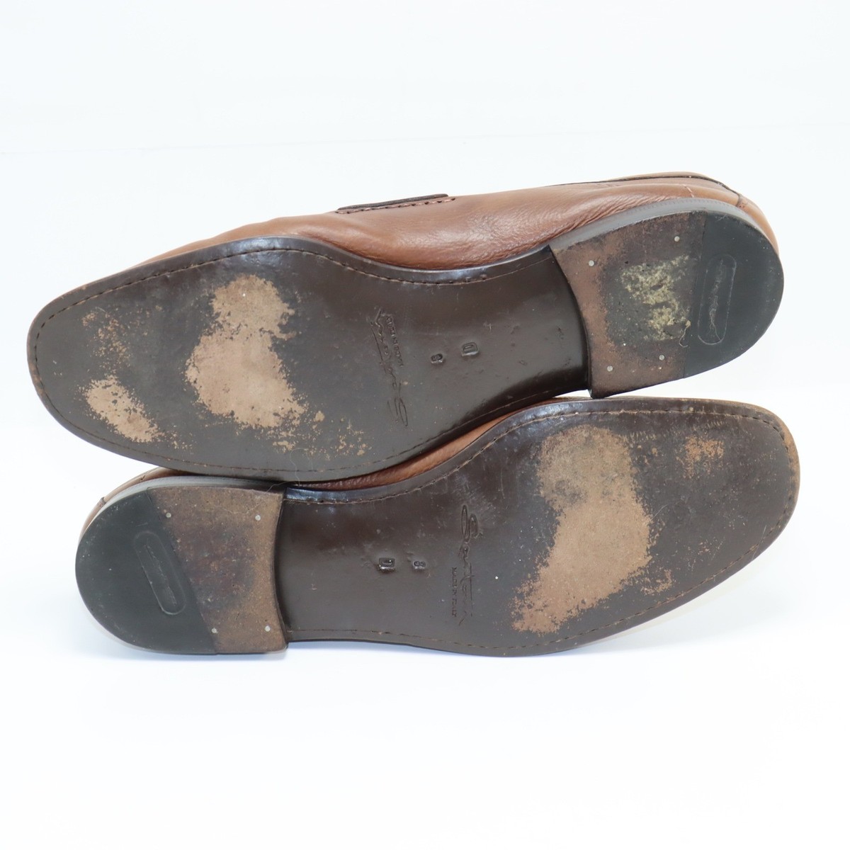 Santoni Leather Penny Loafers 8 Brown Mens Italian Dress  display picture 3