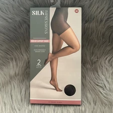 Silk Impressions Medium Support Sheer Tights Womens Medium Black High Waisted