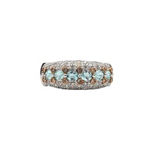 VINTAGE DESIGNER SAMUEL B AQUAMARINE DIAMOND PAVE RING 18K GOLD SIGNED SIZE 9
