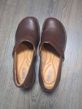 Born Toby Duo Slip On Clogs Women's Casual Shoes Size 8 M Brown Leather New