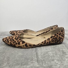 Time and Tru Womens Pointy Toe Ballet Flats 9 M Brown  Black Leopard Print