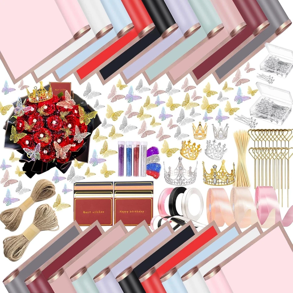 Comprehensive 528-Piece Gift Wrapping Paper Set with Waterproof Floral Paper - Image 3 of 4