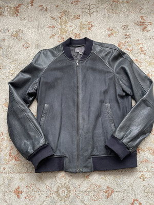 Vince Mens Medium Blue Suede Leather Bomber Jacket Retail $999