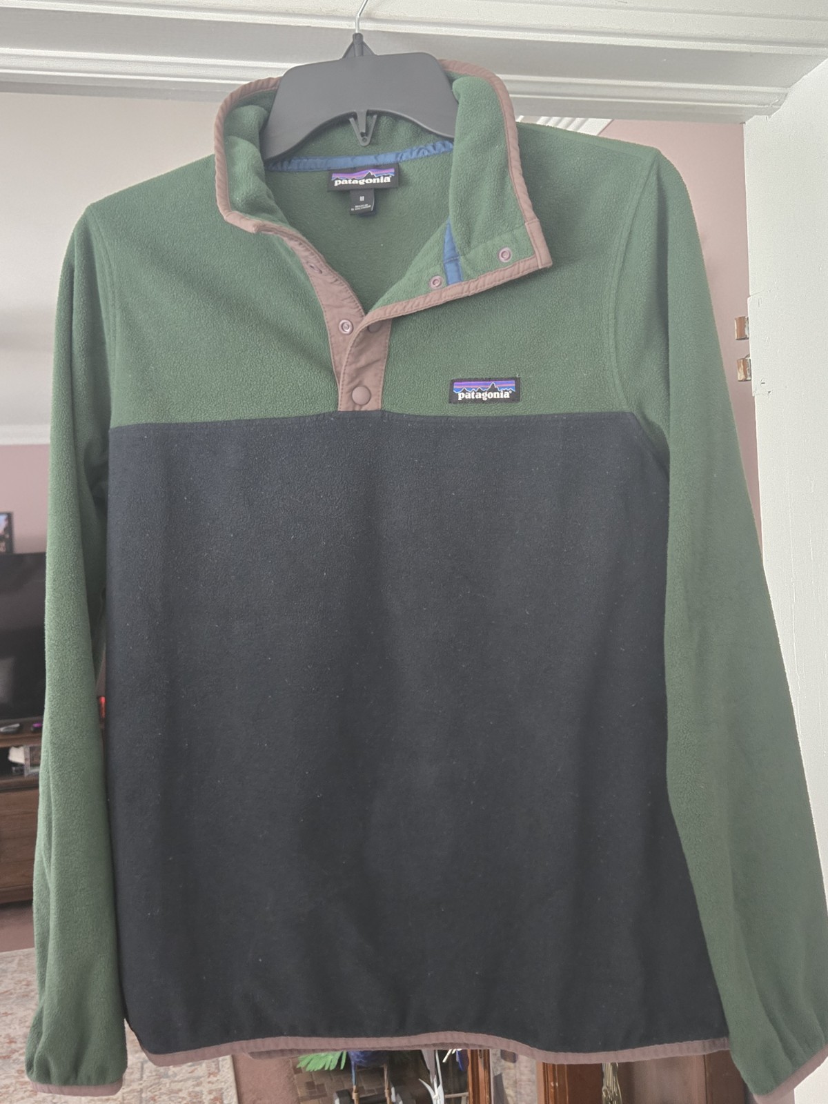 Womens Patagonia T-snap Pullover Fleece Green Size Medium Used