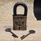 4" Antique Style Brass & Iron Texaco Padlock with Keys Oil Company Lock — photo 6