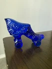 Vintage Fenton Cobalt Blue Glass Roller Skate Match Holder Toothpick Holder