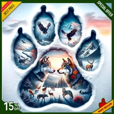 5D Winter Wolf Diamond Painting Kits for Adults Beginner,Diy Animal Diamond Art