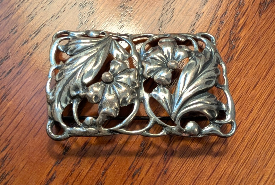 Sterling Silver Rectangular Brooch - image 1