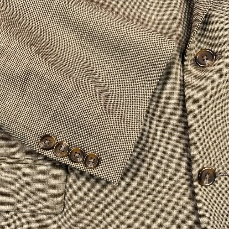 Ralph Lauren Hombre 46R Lana Tostada Micro Cuadros 2 Botones Traje Plisado Pantalones Clásico Foto 4 de 4