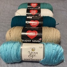 5 Skeans Red Heart Super Saver Yarn Burgundy in Wrapper 7oz 364 Yads 100 Acrylic