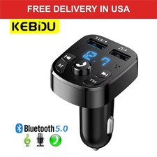 Bluetooth 5.0 FM Transmitter Car Kit Dual USB Charger Handsfree Wireless Audio