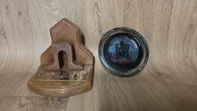 Vintage Railwayana Restposten - W&A Railroad 1857 Eisen Schienen Display & Glas Aschenbecher