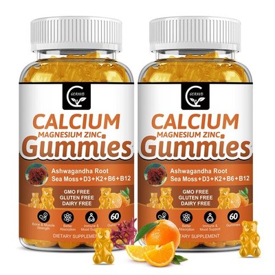 Calcium Gummies 1200mg Vitamin D3 K2 B12 B6 Plant Complex 2 Pack