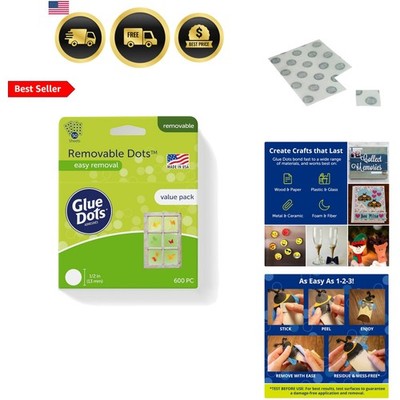 Removable Dots Value Pack, Double-Sided, 1/2'', .5 Inch, 600 Dots, DIY Craft G...