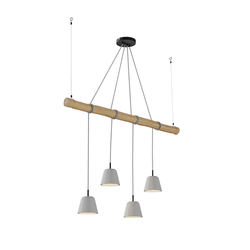 Lucande Asta Pendelleuchte Hängeleuchte Deckenlampe Lampe Leuchte Holz grau 667 - Bild 6 von 9