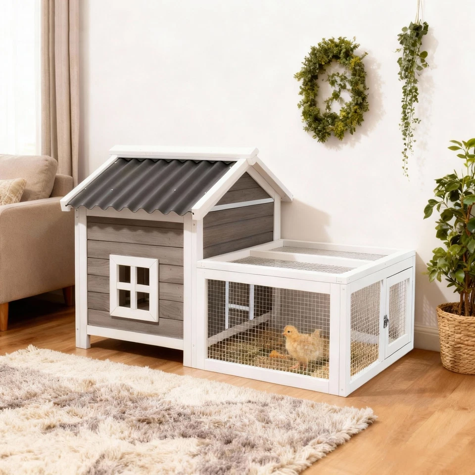 Gallinero de madera para interiores y exteriores, jaula para mascotas con cerraduras seguras y correderas Foto 2 de 4