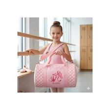 Girls Pink Ballet Dance Bag Embroidered Recital Duffle with Strap