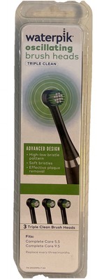 Waterpik Oscillating Black Brush Heads Triple Clean 3 In Pack NEW NIP SEALED