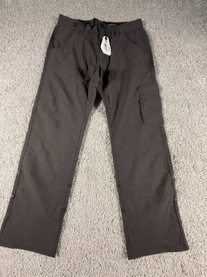 Prana Pants Mens 32X30 Dark Iron Stretch Zion II Vented Roll Tab Hiking Belt NWT