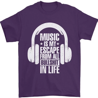 La Musique Est Mon Évasion De La Vie B/S T-Shirt Pour Hommes 100% Coton - Photo 1/4