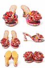 Charles David Floral Mule Heels Women’s 6.5 Multicolor 3D Flower Sandal NWOB — photo 2