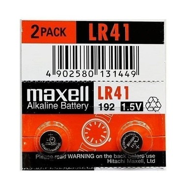Maxell LR41 AG3 192 1.5V Alkaline Button Cell Thermometer Battery (2 Batteries)