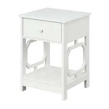 Omega 15.75 In. White Standard Height Square Wood Top End Table With Drawer And