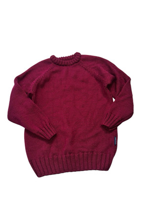 Woolovers Women's Small Sweater 100% British Wool  Chunky Knit Fisherman Purple