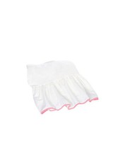 White Cotton Crib Skirt /Ruffle w/ Pink Trim - BabyDoll Bedding Forever Mine