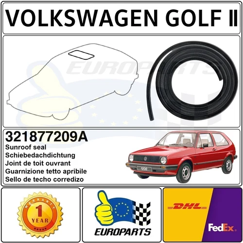 Volkswagen Golf II Golf Mk2 Sunroof Sliding Roof Seal Weatherstrip 321877209A