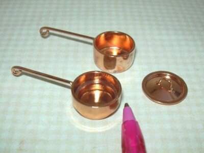 Miniature 3-Piece Copper Double Boiler, TYPE ''B'' (Large): DOLLHOUSE 1:12 Scale